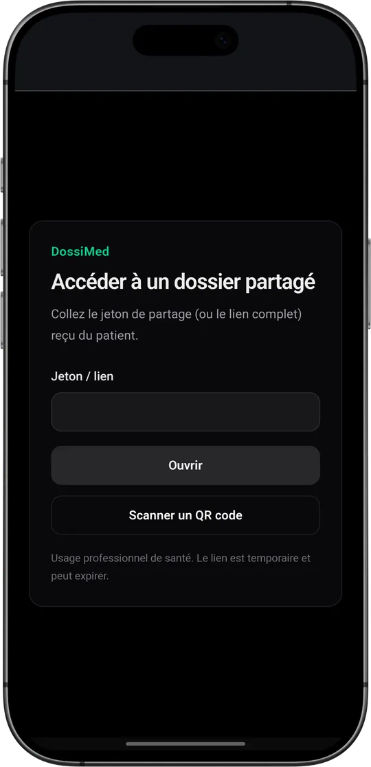 Accès professionnel à un dossier médical partagé